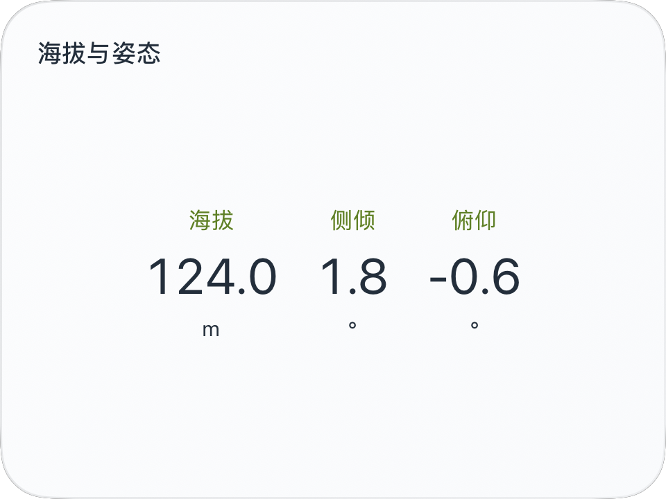 海拔与姿态的 iOS 原生截图