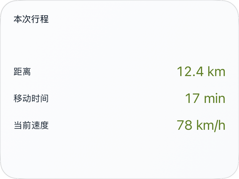 行程数据面板的 iOS 原生截图